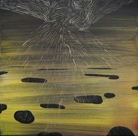 Golden rain., Złoty deszcz., Oil on canvas, olej na płótnie, 30x30 cm, 2016