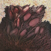 Autumnal thickets., Jesienne zarosła., Oil on canvas, olej na płótnie, 30x30 cm, 2017