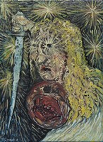 Amazon., Amazonka., Oil on canvas, olej na płótnie, 24x17,5cm, 2018