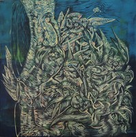 Three layers of the landscape., Trzy warstwy pejzażu., Oil on canvas, olej na płótnie, 70x70 cm, 2012